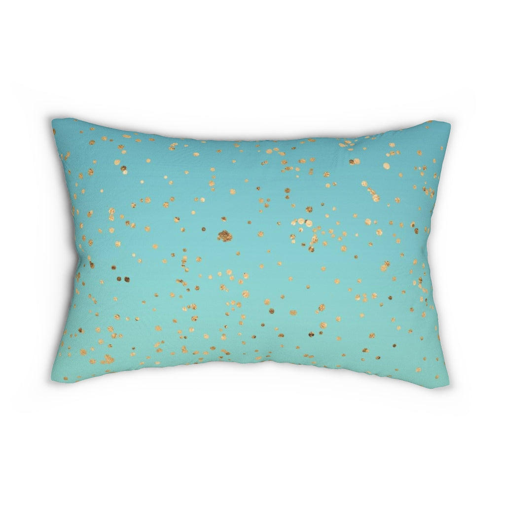 Abstract Boho Lumbar Pillow | Teal Ombre Gold