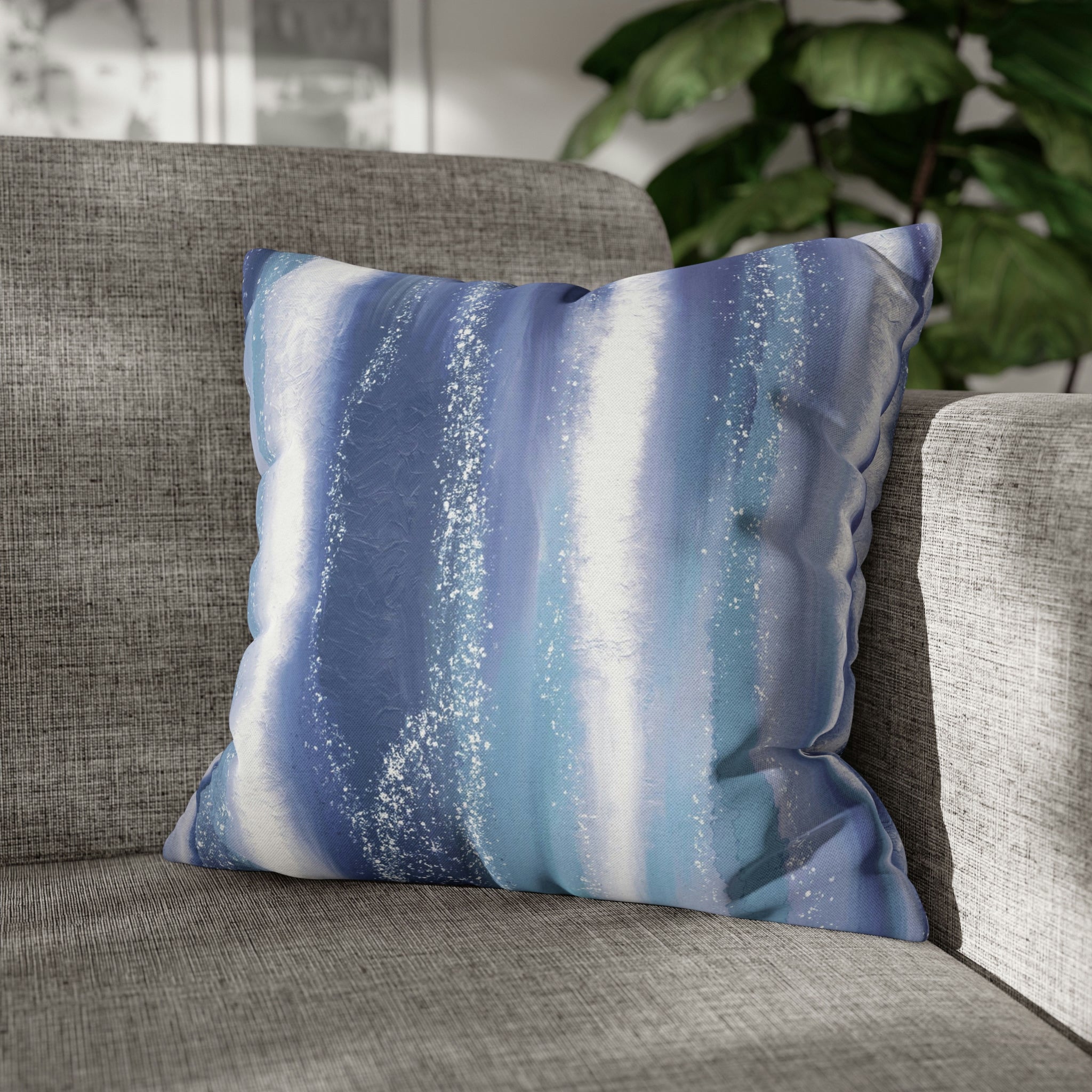 Abstract Pillow Cover | Navy Pale Blue White