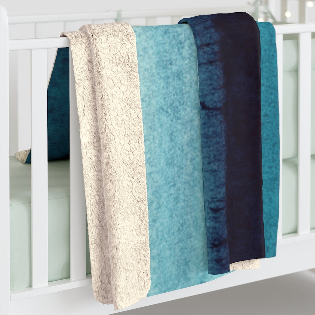 Navy Sky Blue, Modern Abstract, Blanket