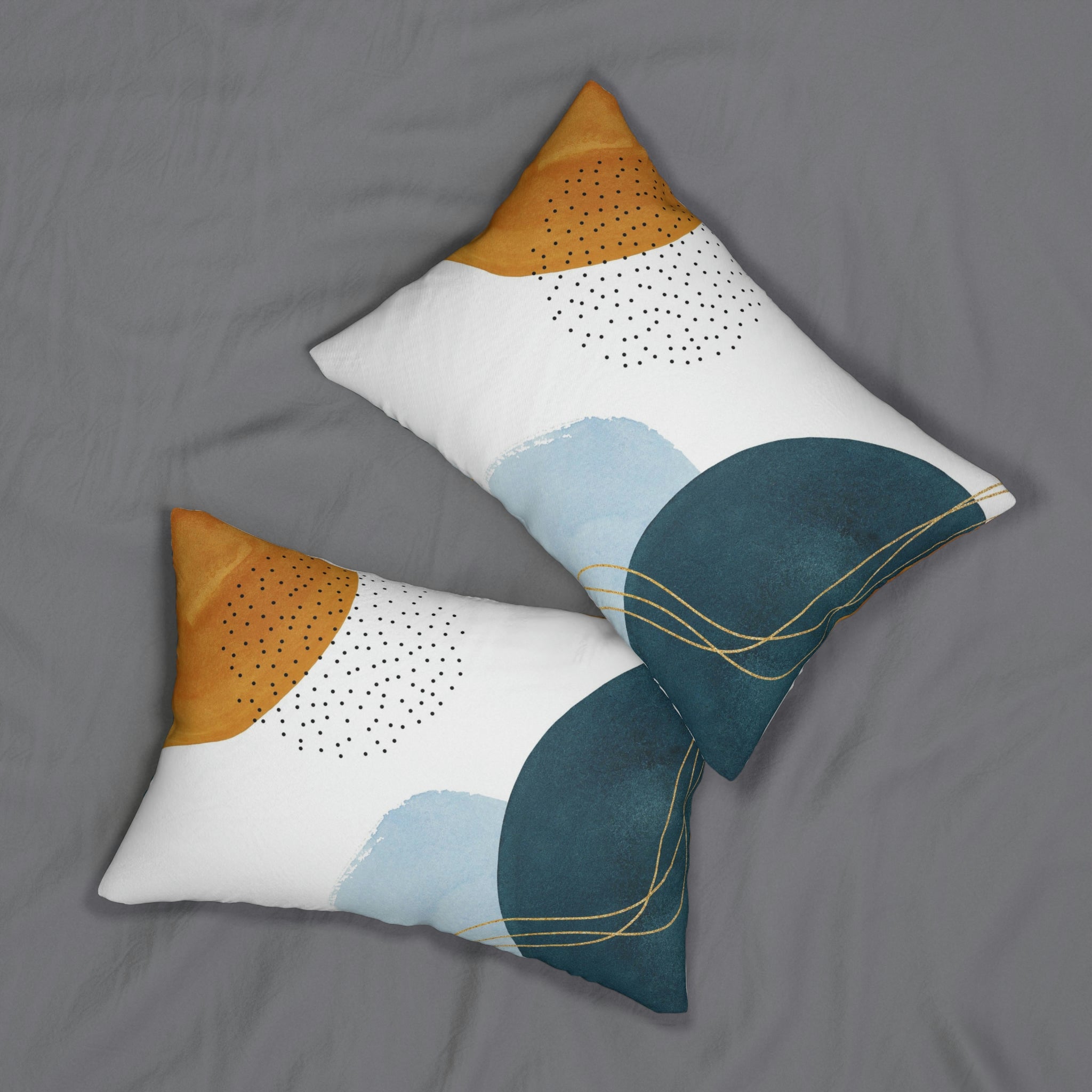 Abstract Lumbar Pillow | White Navy Blue