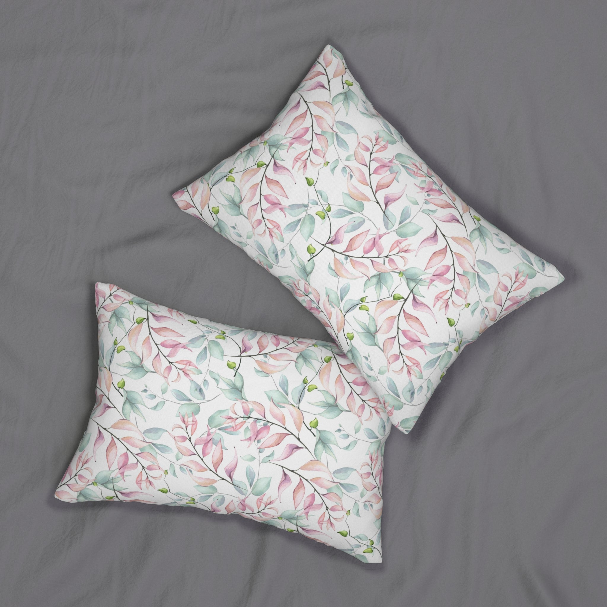 Boho Lumbar Pillow | Pastel Floral Blush Pink Green
