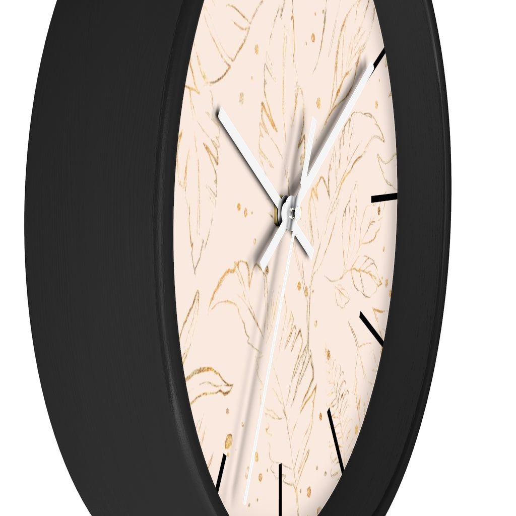 Floral 10" Wood Wall Clock | Blush Pink Gold