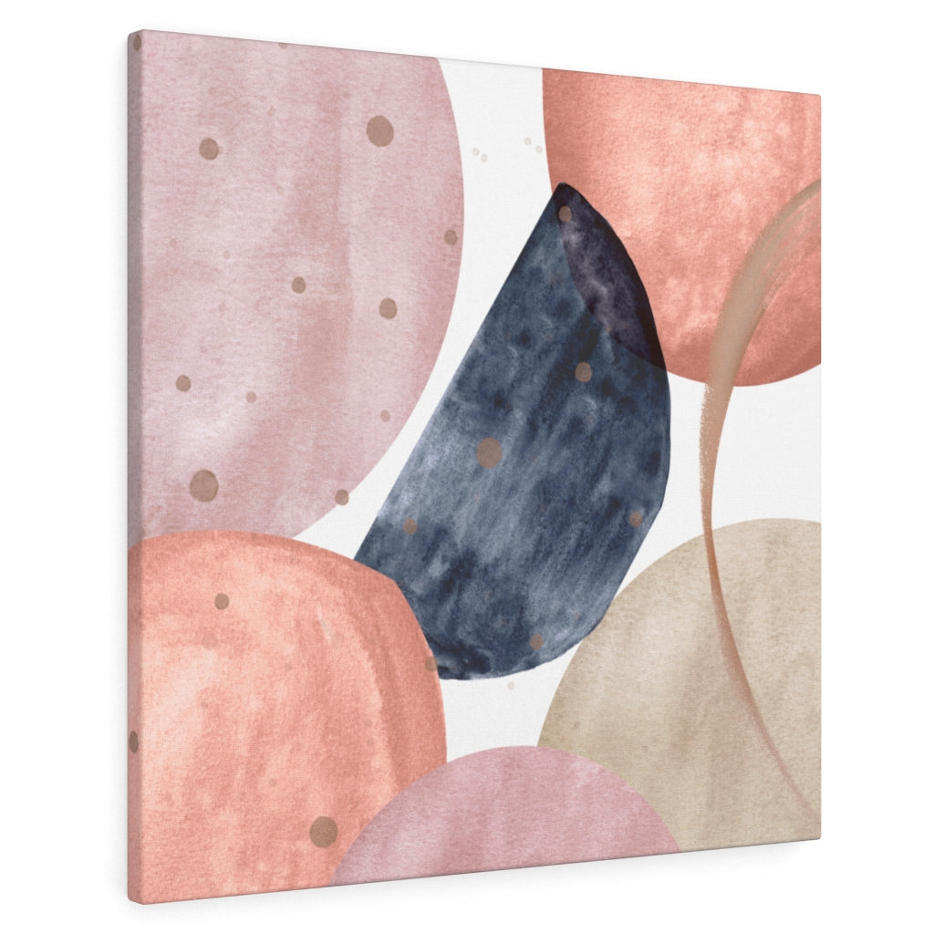 Abstract Canvas Art | White Navy Blue Pink