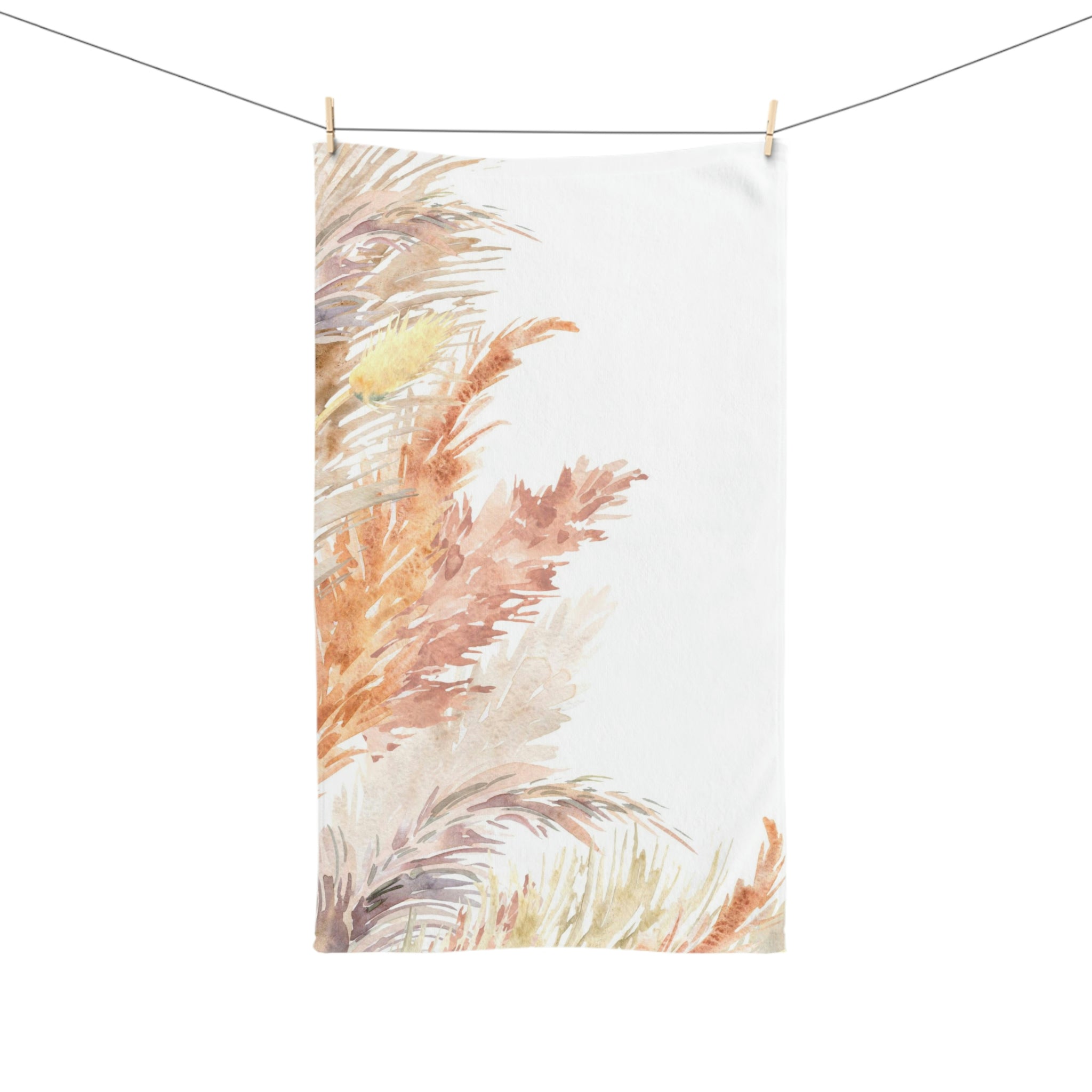 Floral Kitchen, Bath Hand Towel | Pink Beige White Pampas