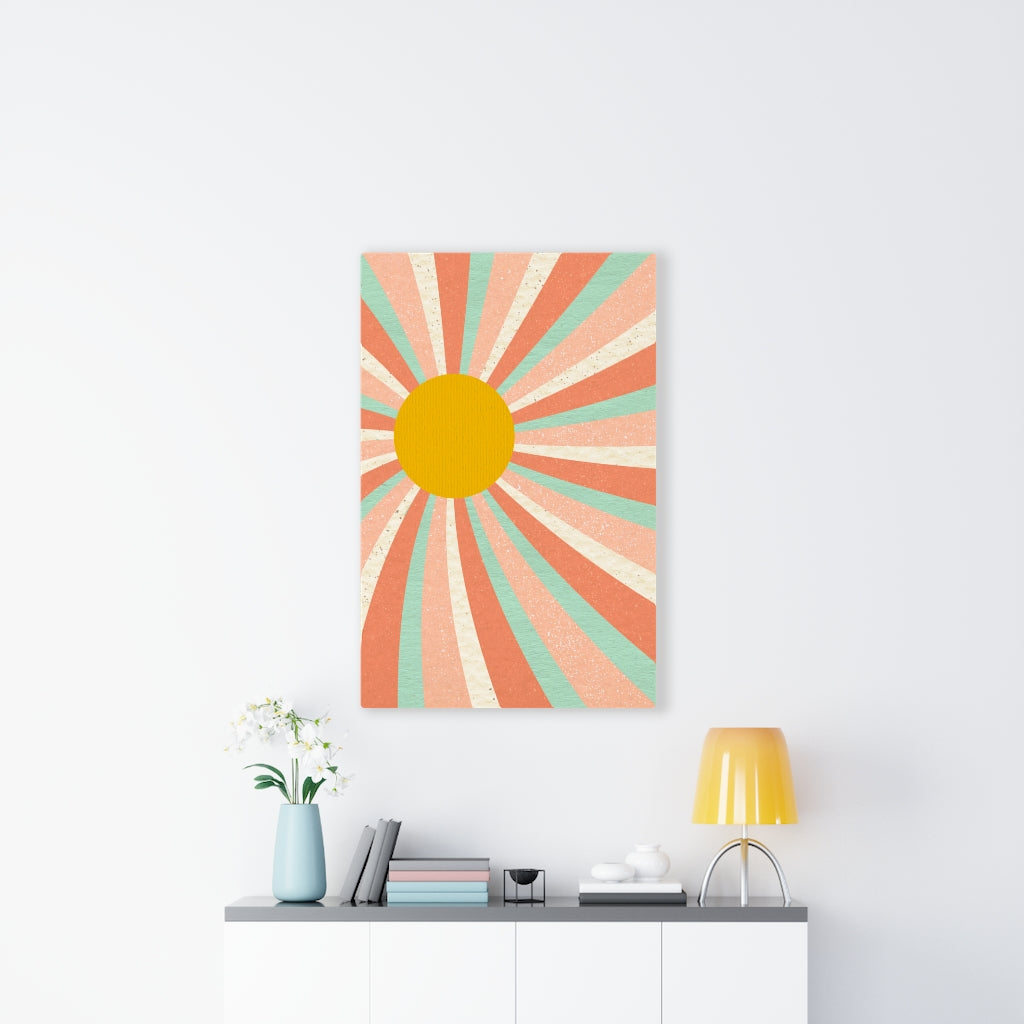 RETRO CANVAS ART | Mint Green Beige Yellow