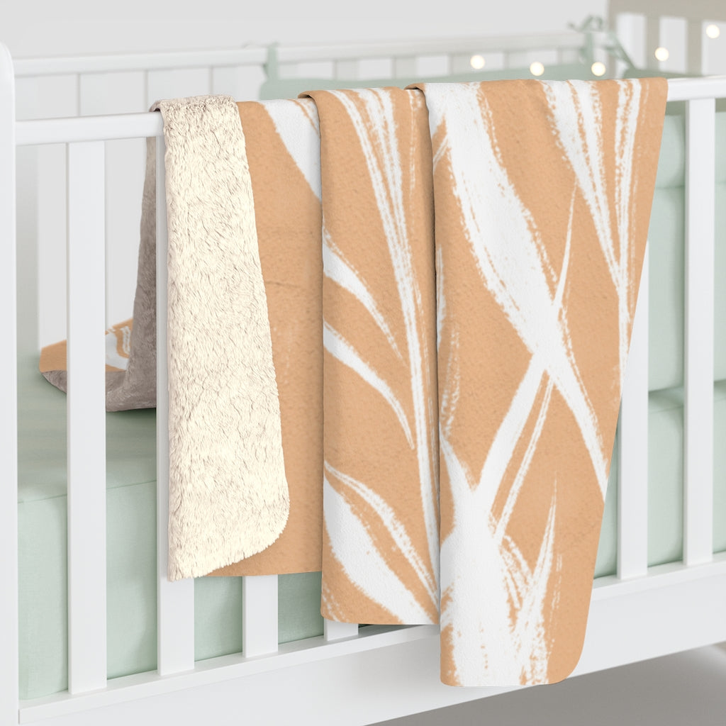 Cozy Comfy Blankets, Beige White Leaves, Desert Terracotta