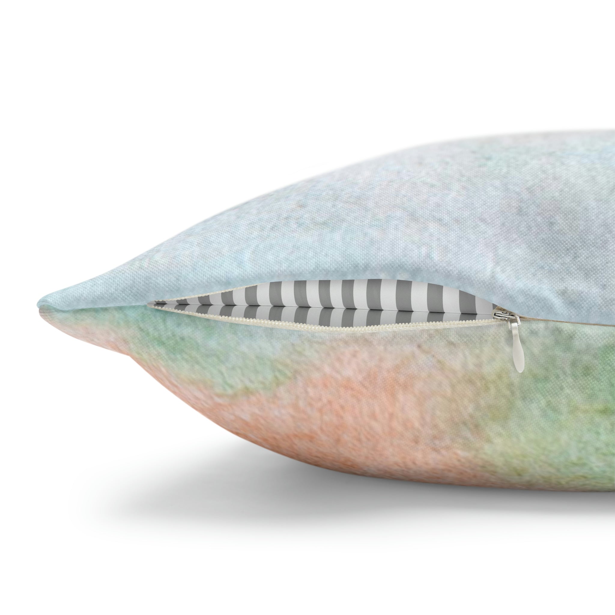 Abstract Boho Pillow Cover | Green Peach Pink Ombre Watercolor