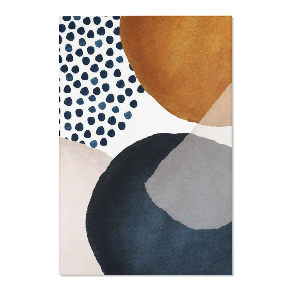 Abstract Area Rug | Brown Navy Cream
