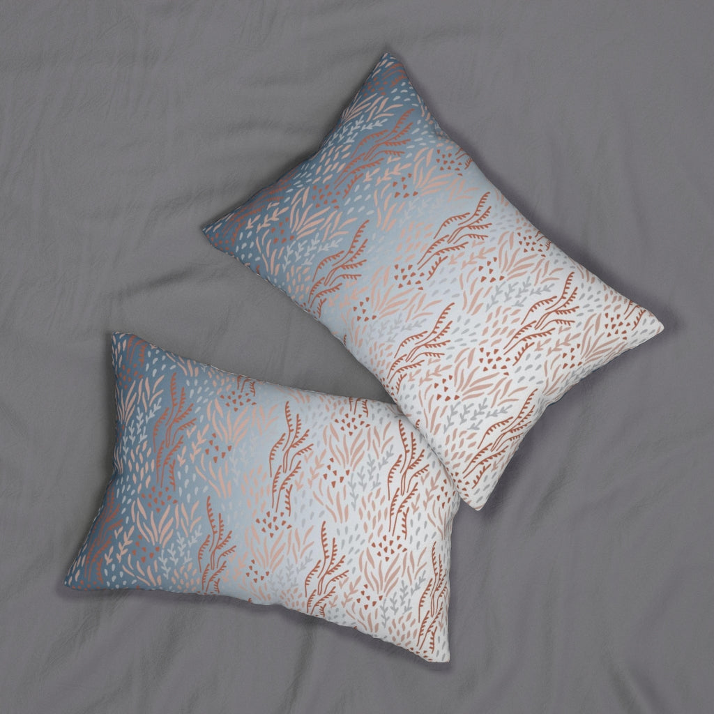 Floral Boho Lumbar Pillow | Silver Brown Blue
