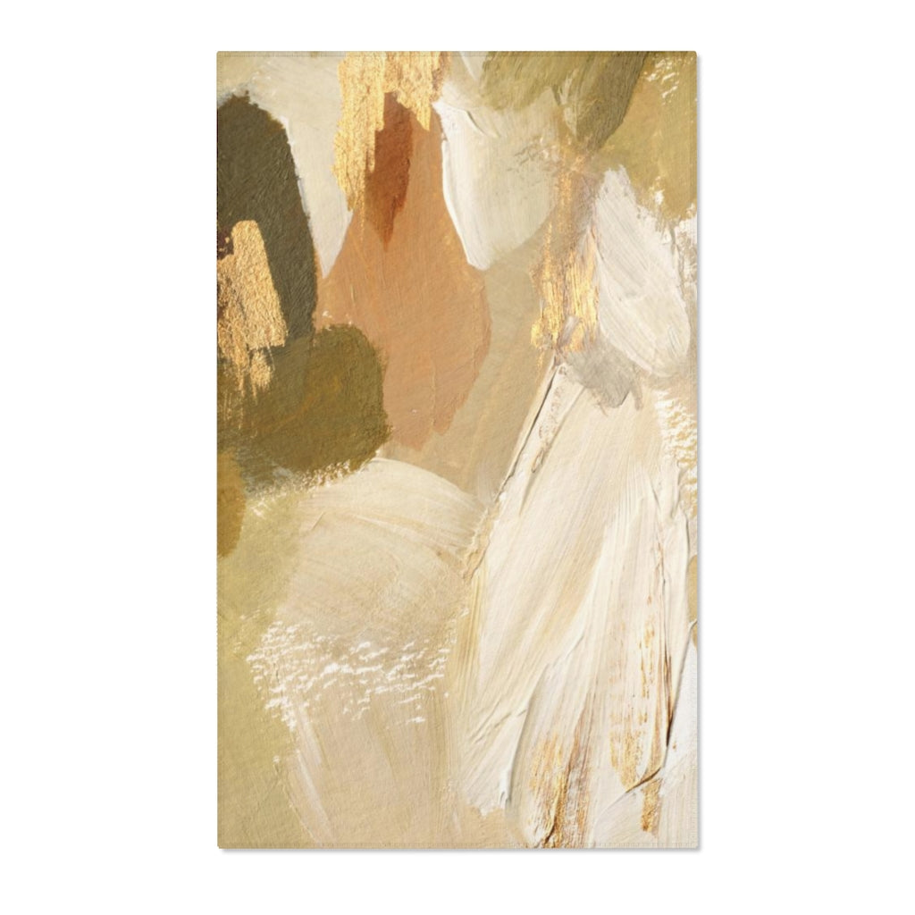 Abstract Area Rug | Cream Green Beige Gold Acrylic