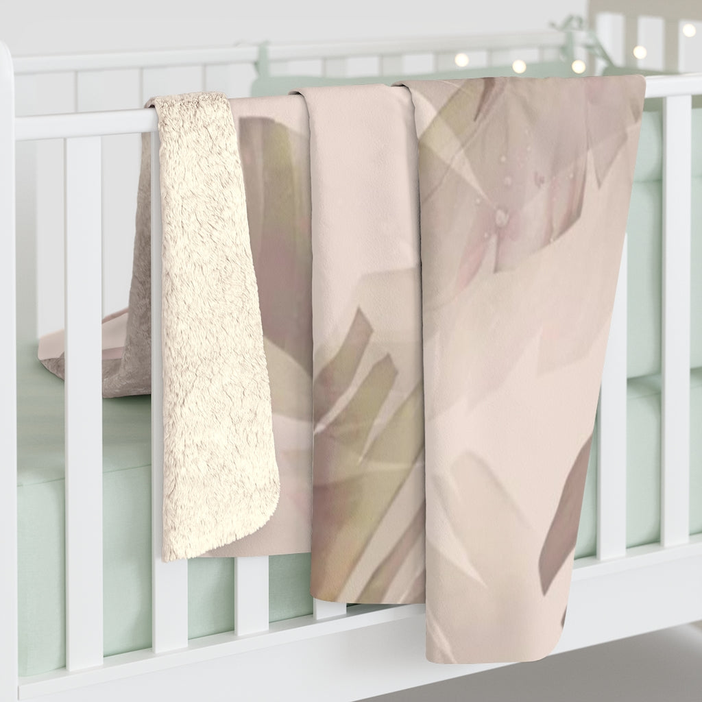 Floral Comfy Blanket | Beige Tropical Leaves