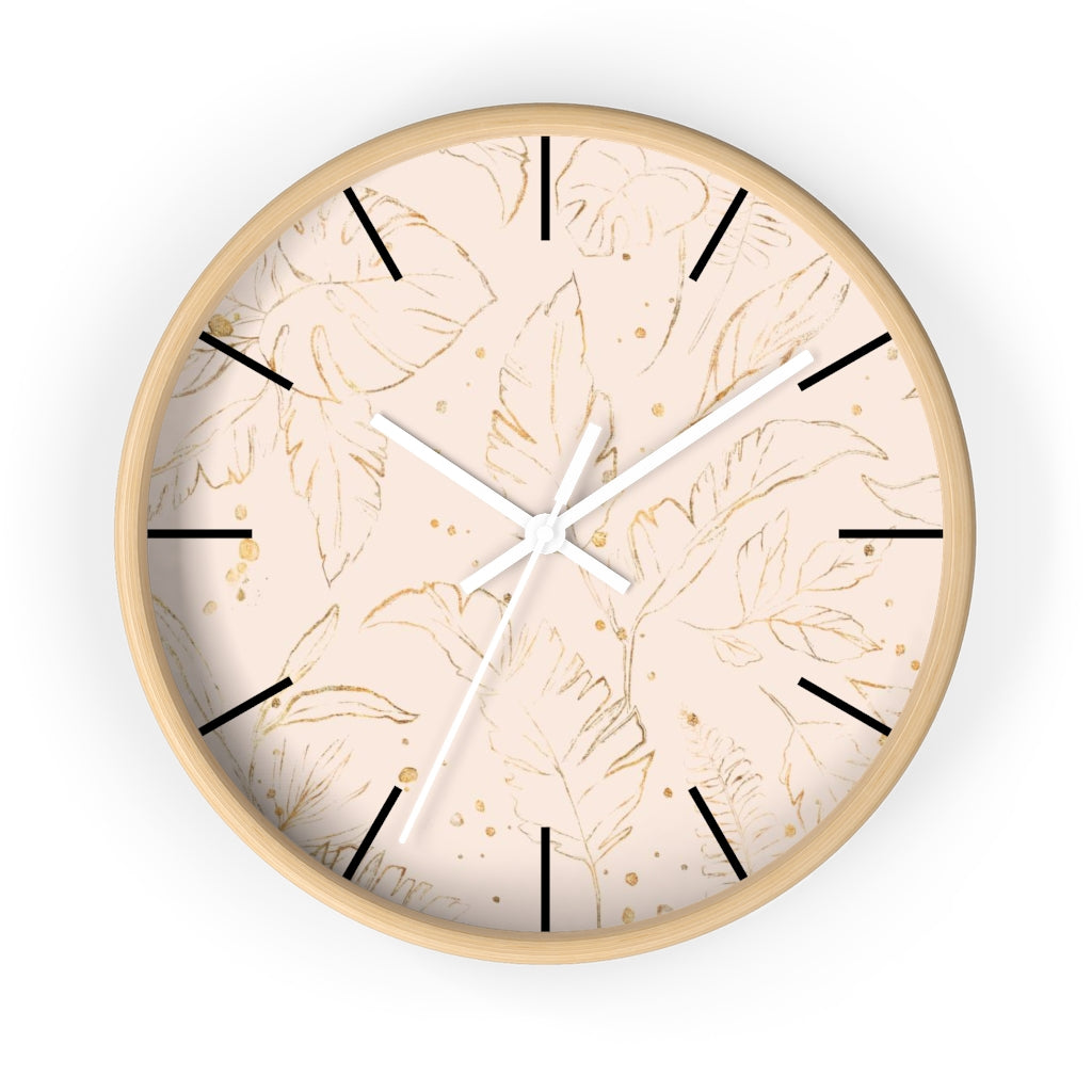 Floral 10" Wood Wall Clock | Blush Pink Gold