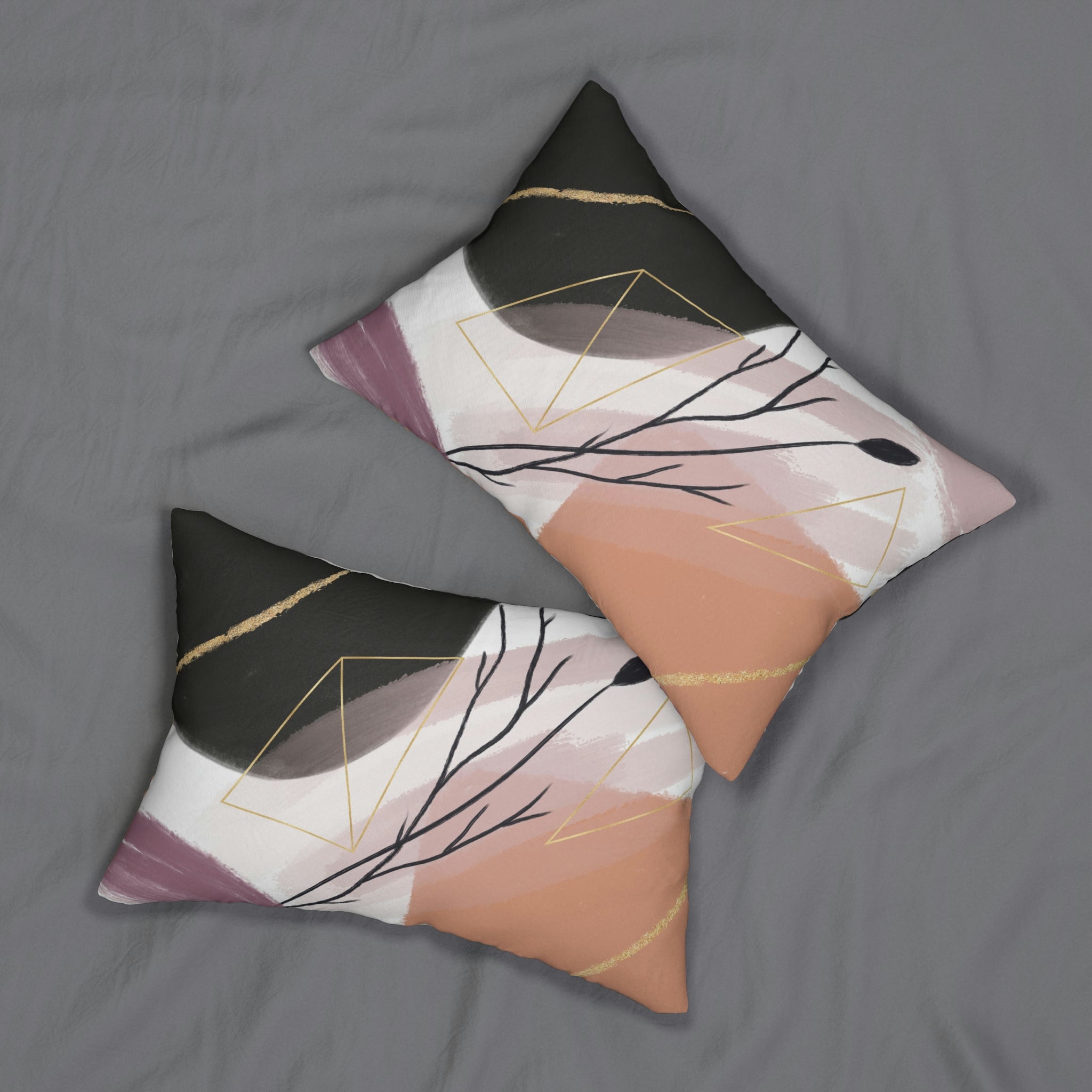 Boho Lumbar Pillow | Earthy Black Abstract