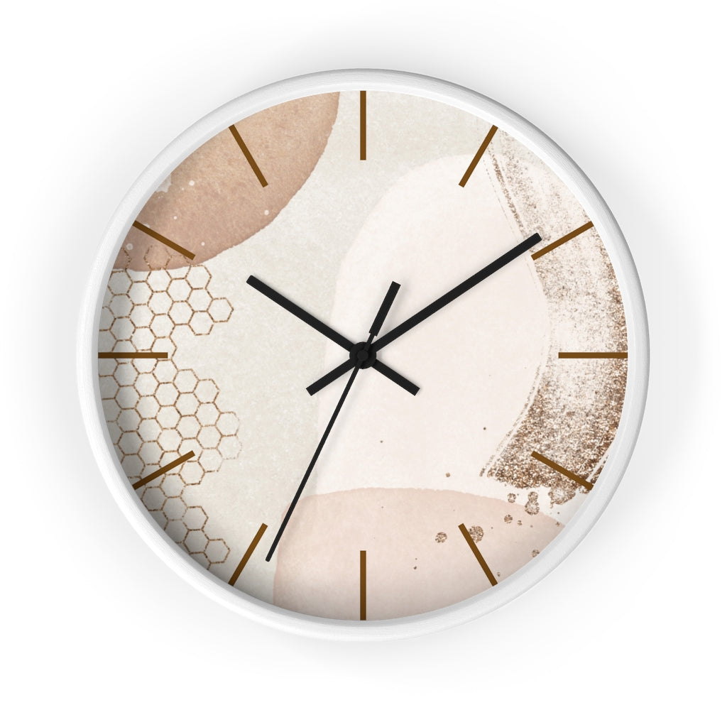 Wood, Wall Clock, Beige and Ivory 10"
