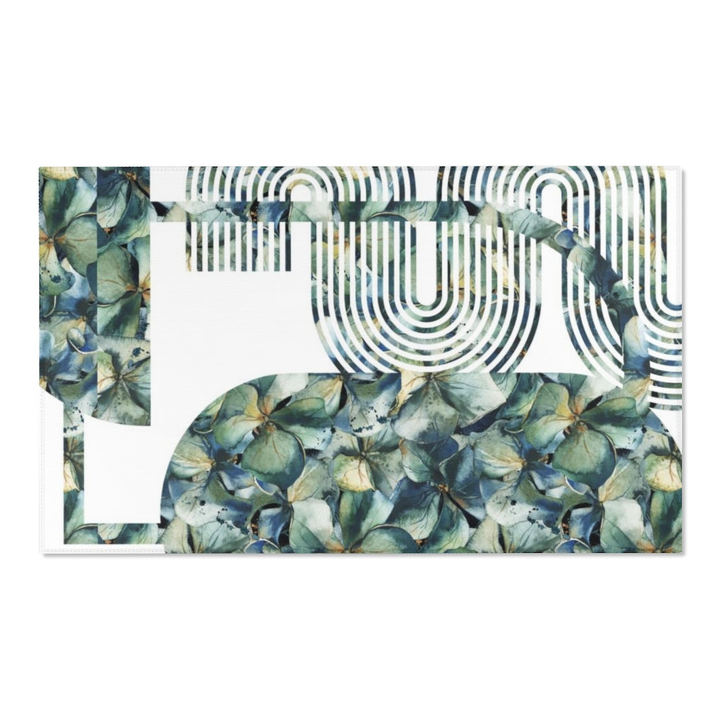 Geometric Area Rug | Floral Blue Green Shapes