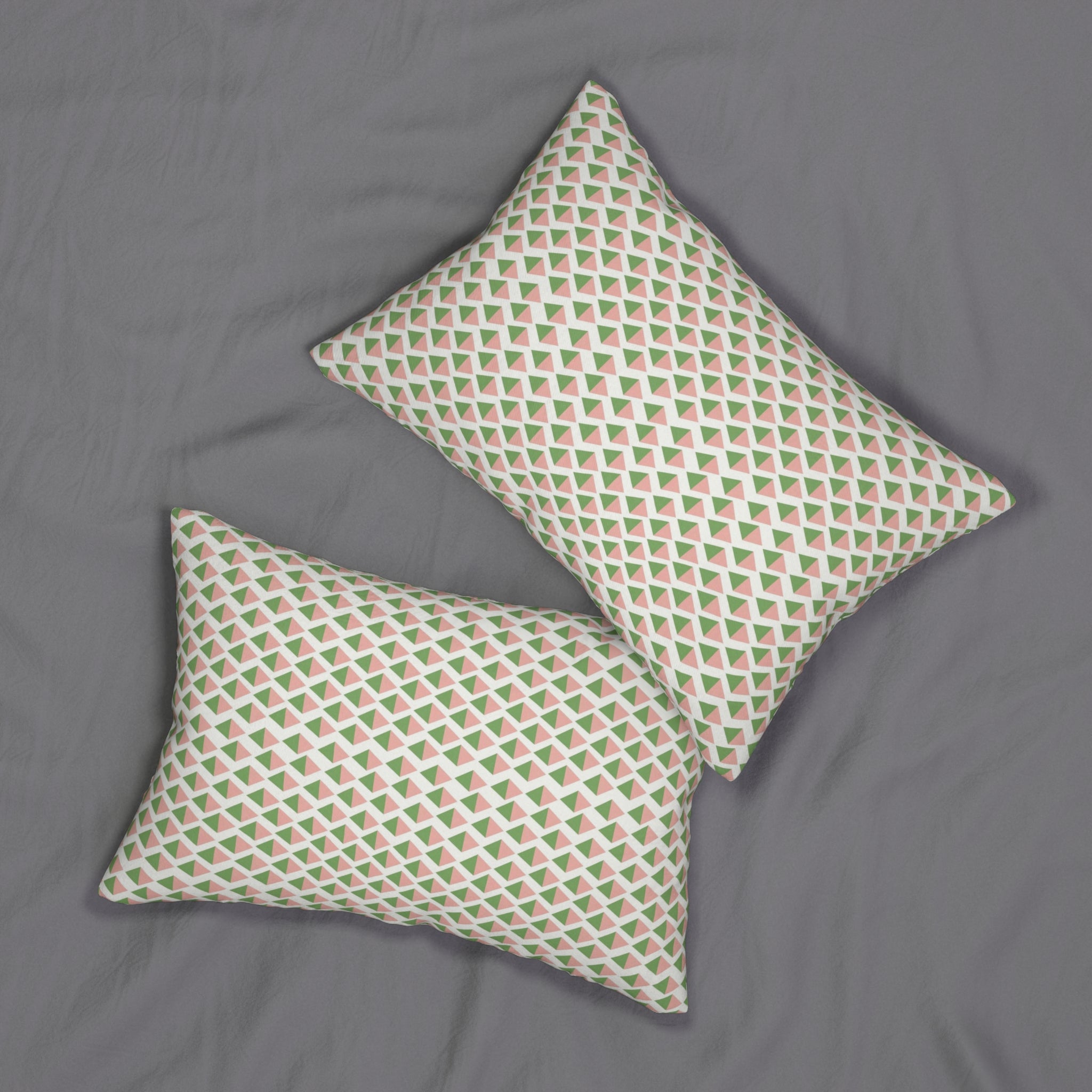 Boho Lumbar Pillow | Mid Century Geometric Pink Green