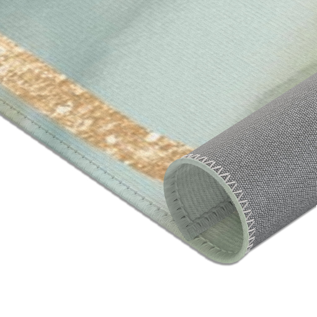 Geometric Area Rug | Green Beige Gold Shapes