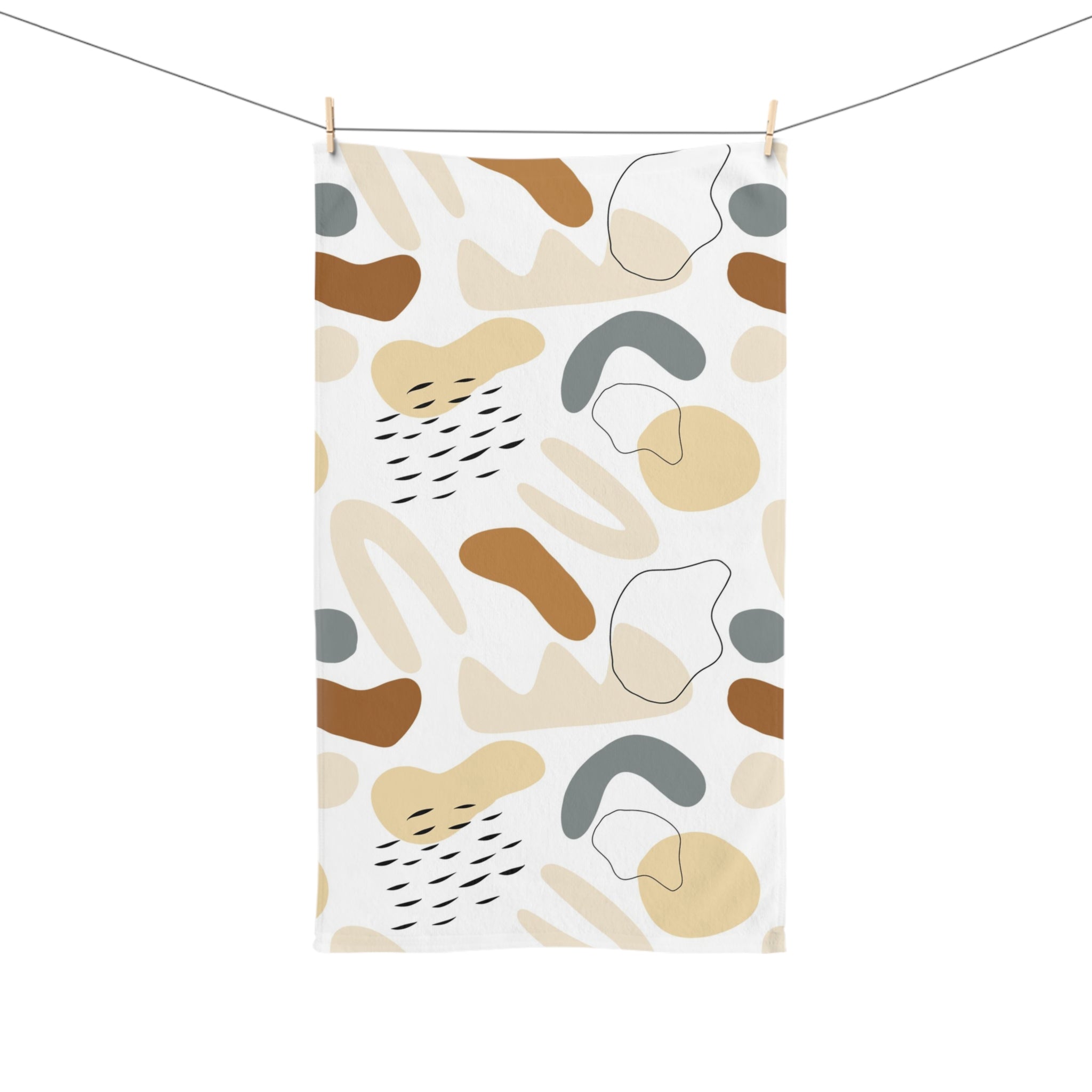 Kitchen, Bath Hand Towel | Boho White Brown Beige