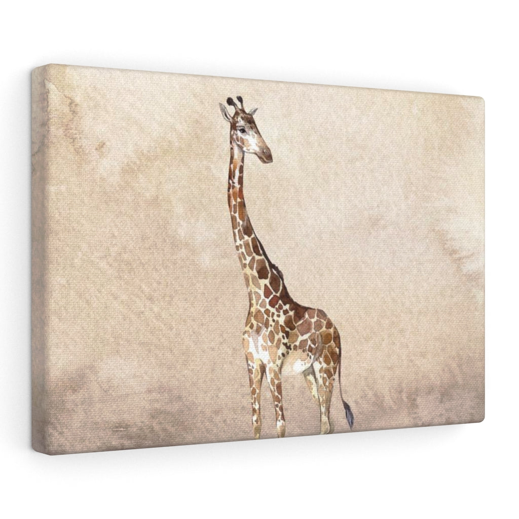 WHIMSICAL WALL CANVAS ART | Beige Watercolor Giraffe