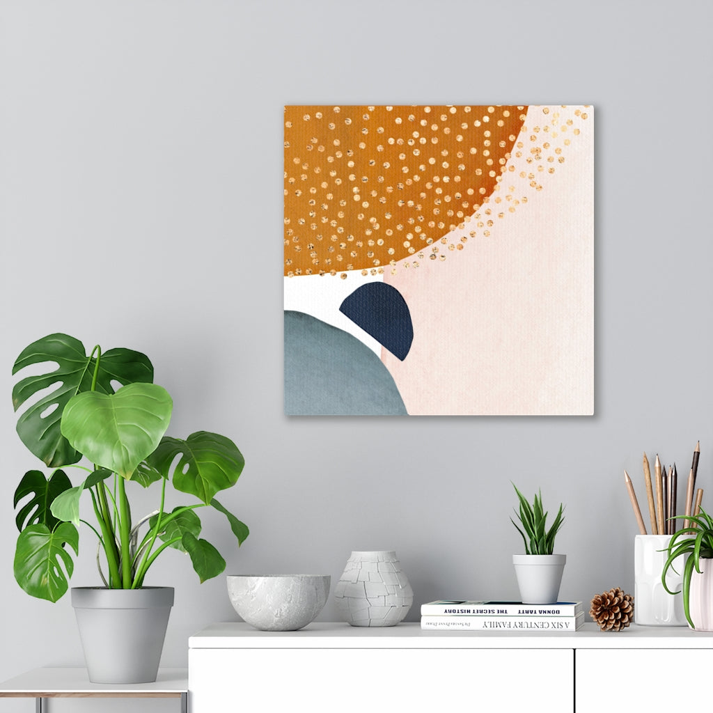 ABSTRACT WALL CANVAS ART | Dusty Blue Rust Orange Beige