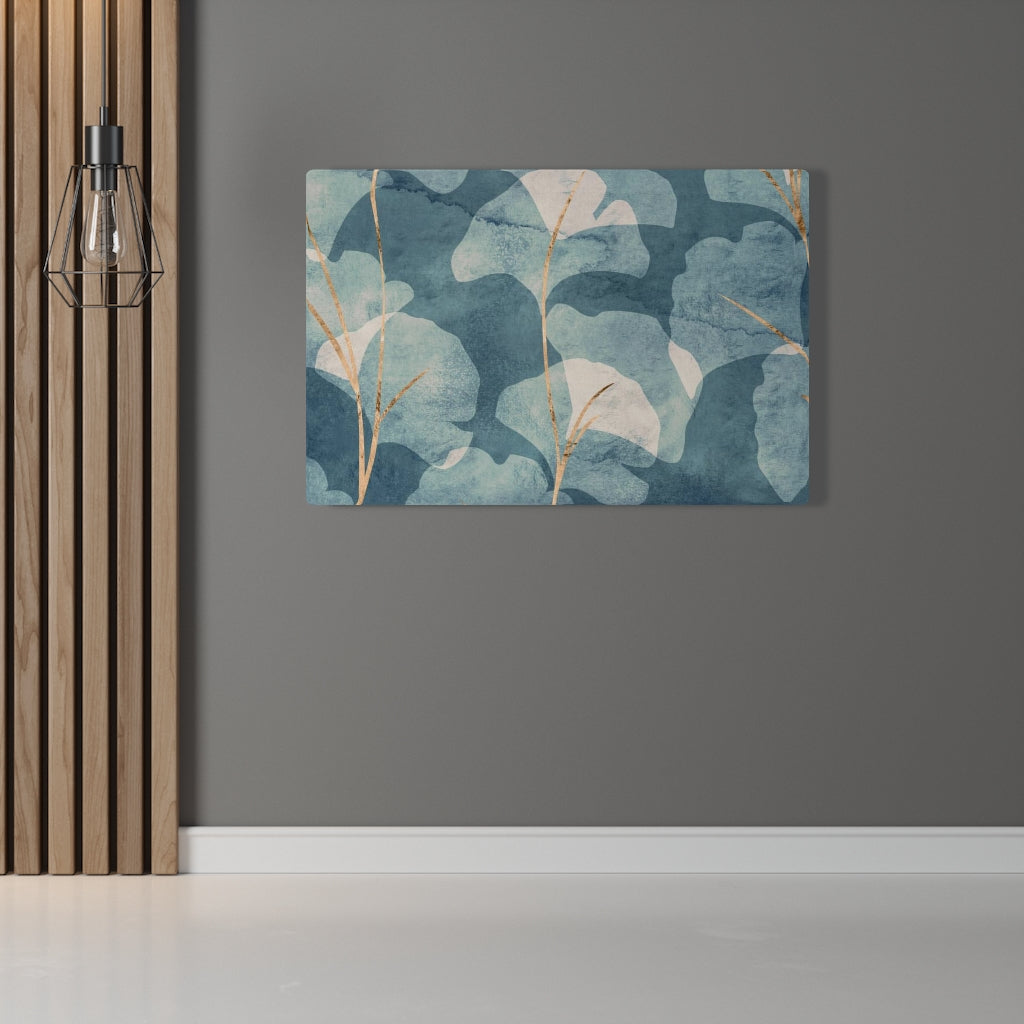 FLORAL WALL CANVAS ART | Blue Beige Ginko