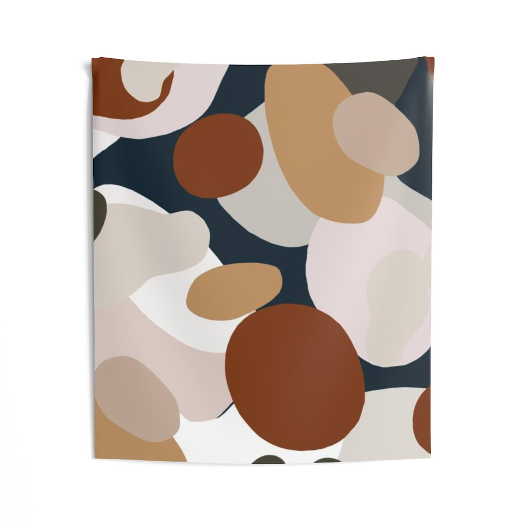 Floral Tapestry | White Beige Brown Navy