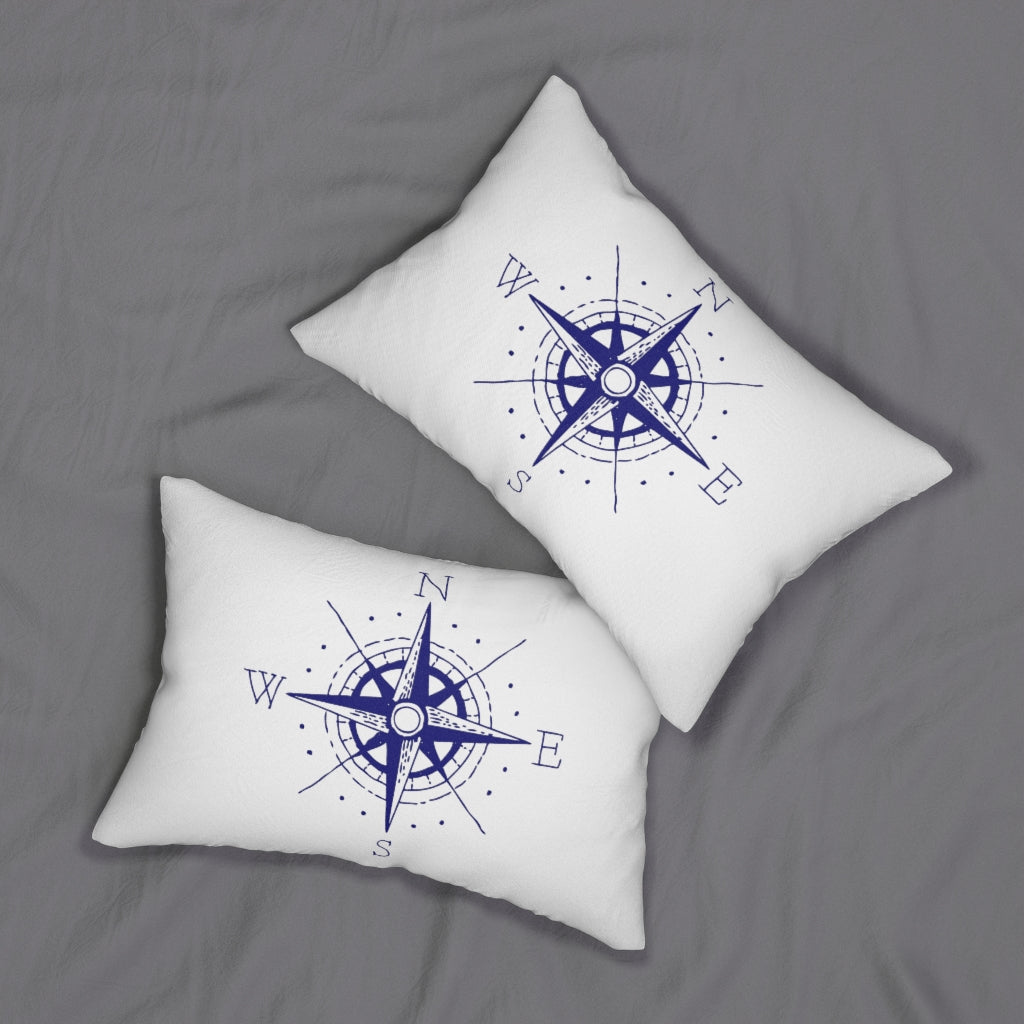 Navy Lumbar Pillow | White Blue | Nautical
