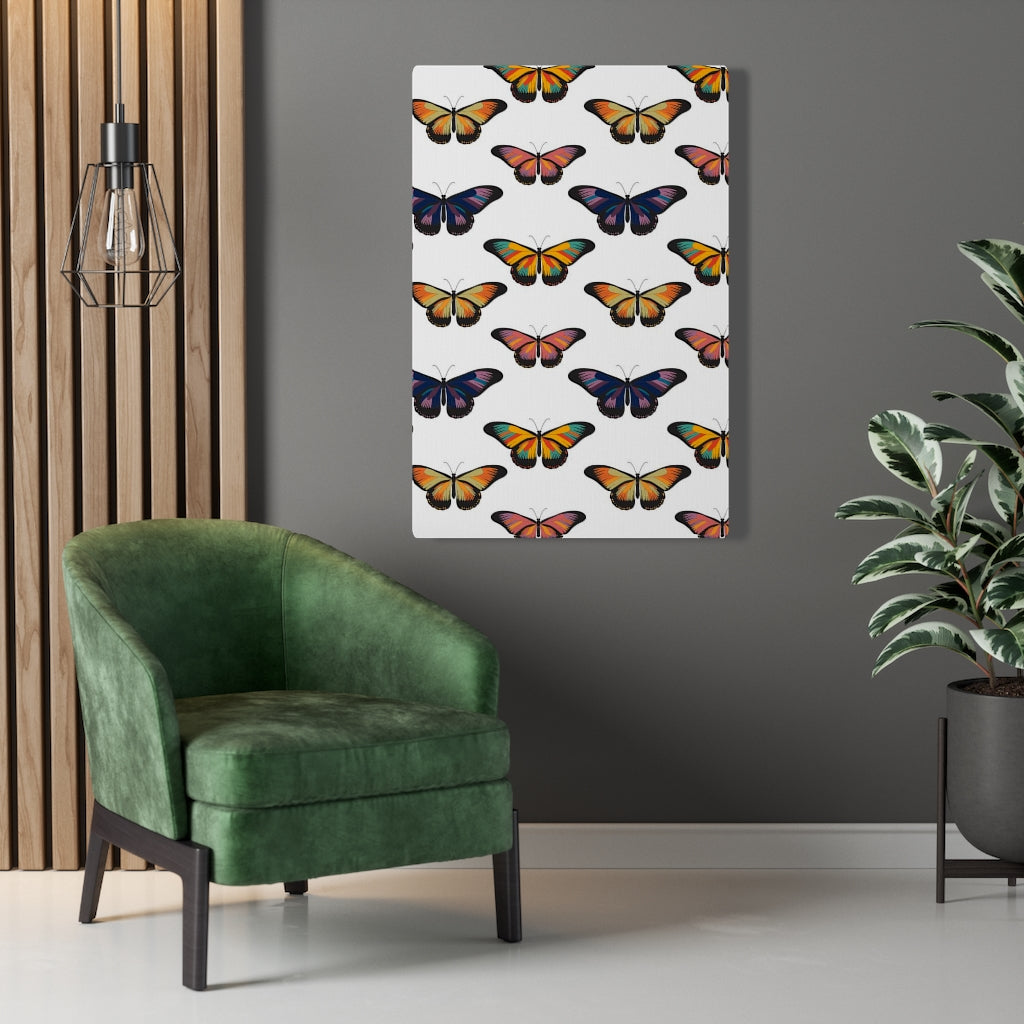 WHIMSICAL WALL CANVAS ART | White Rainbow Butterflies
