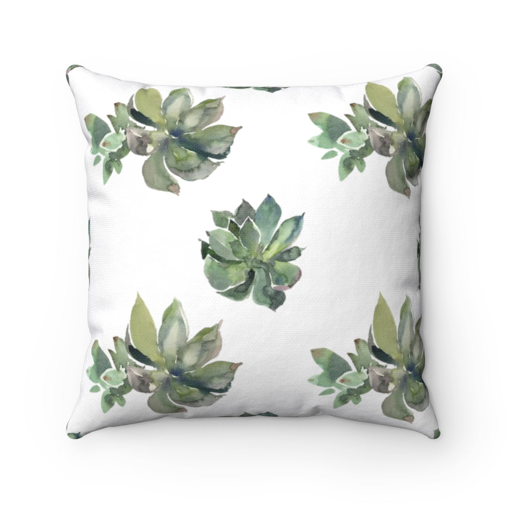 Floral Boho Pillow Cover | Cactus Succulent White Sage Green