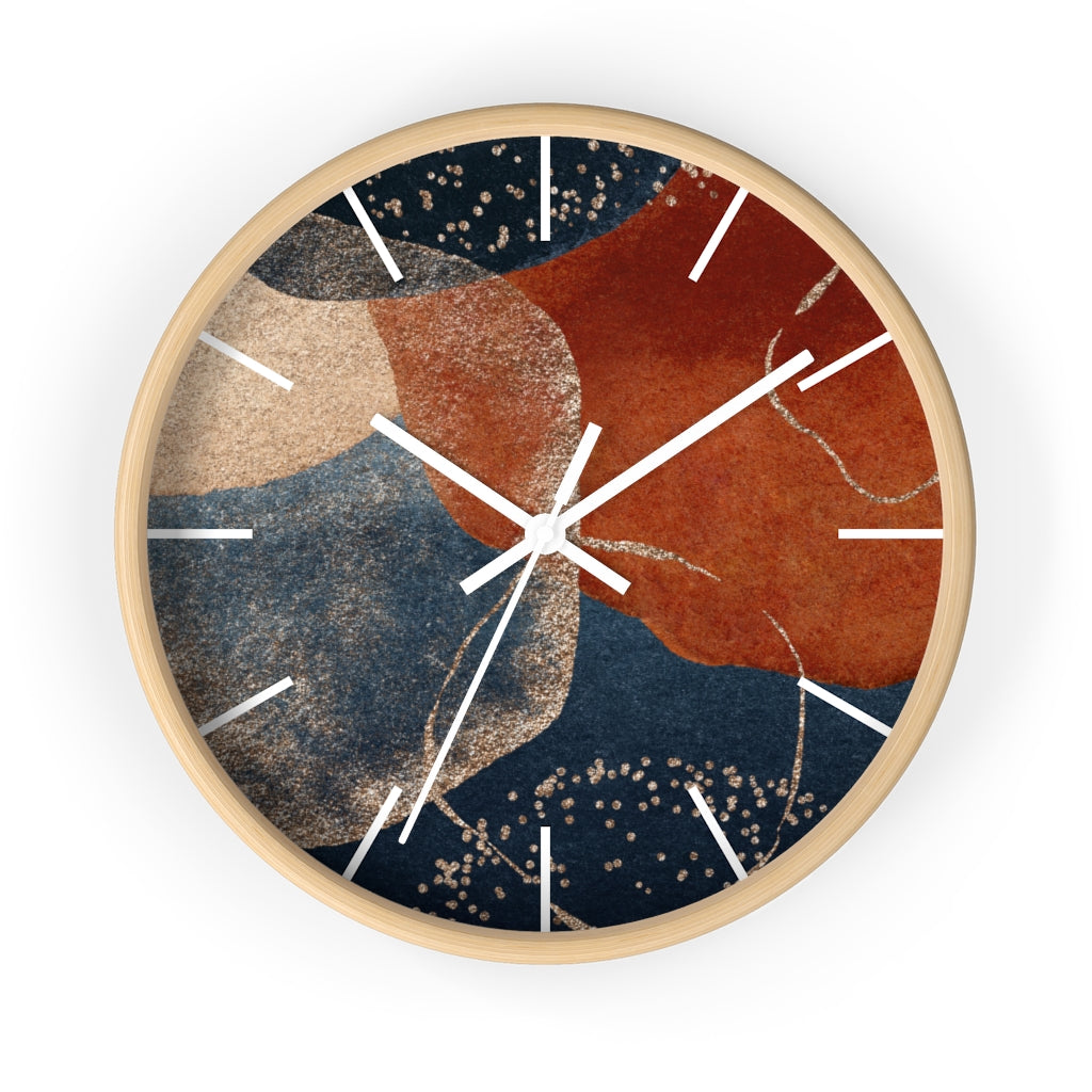 Wood, Wall Clock, Navy Rust 10"