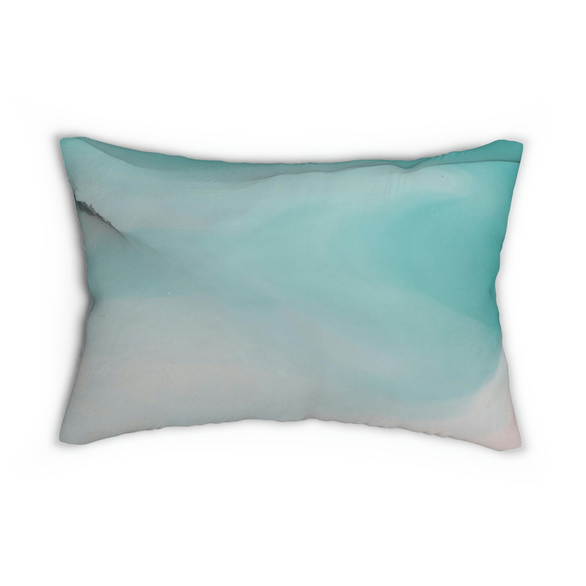 Abstract Lumbar Pillow | Teal Blue Blush Ombre