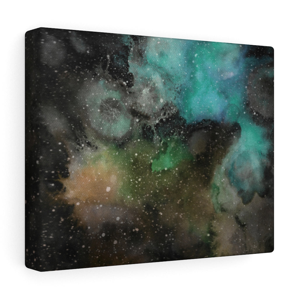 ABSTRACT WALL CANVAS ART | Black Yellow Teal Galaxy