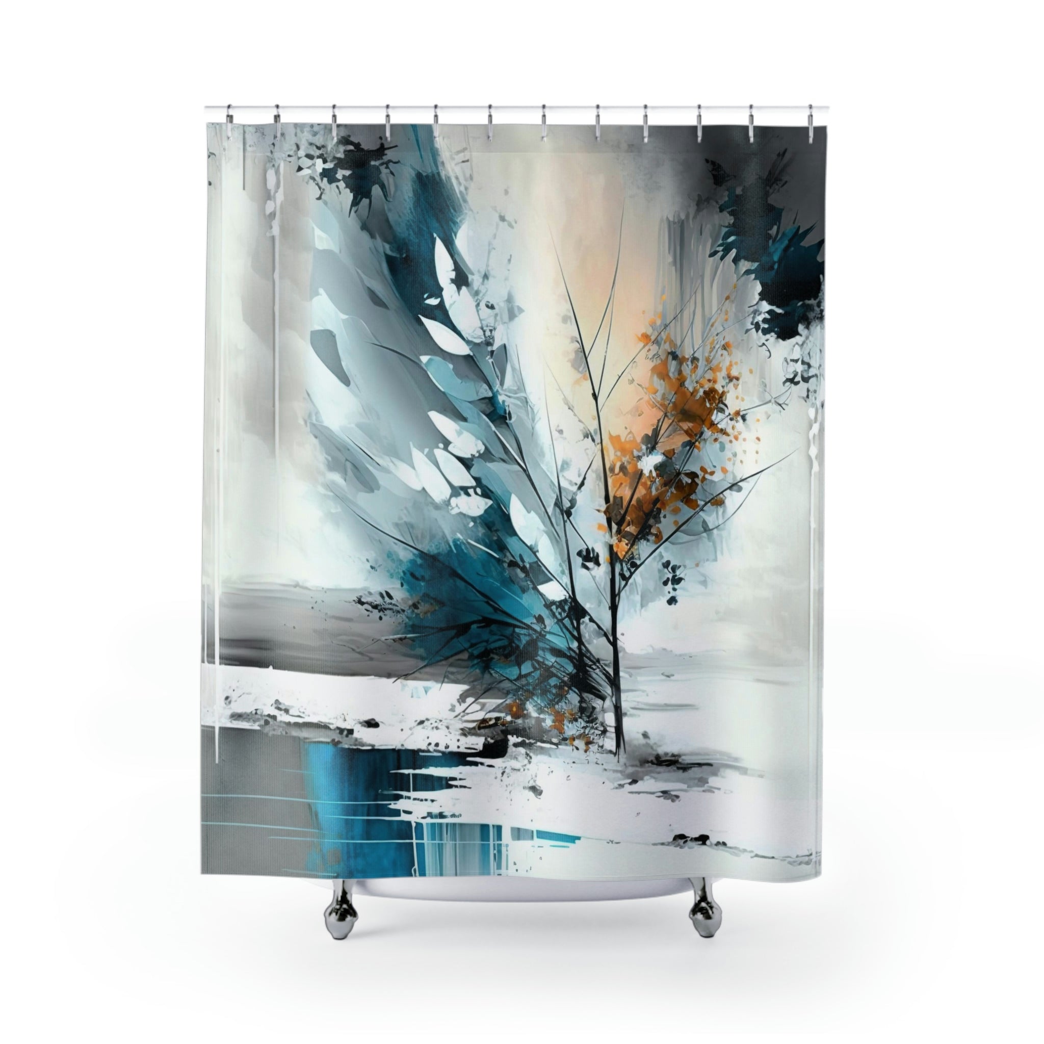 modern boho fabric shower curtain