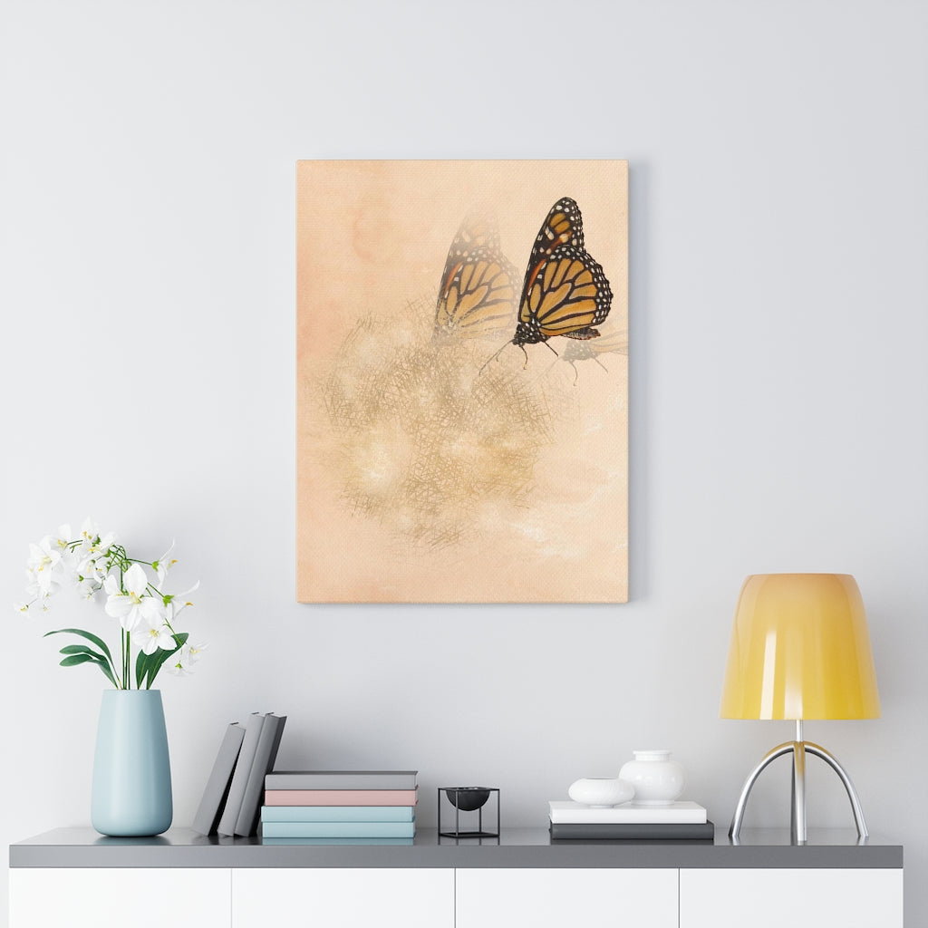 WHIMSICAL WALL CANVAS ART | Terracotta Gold Butterfly