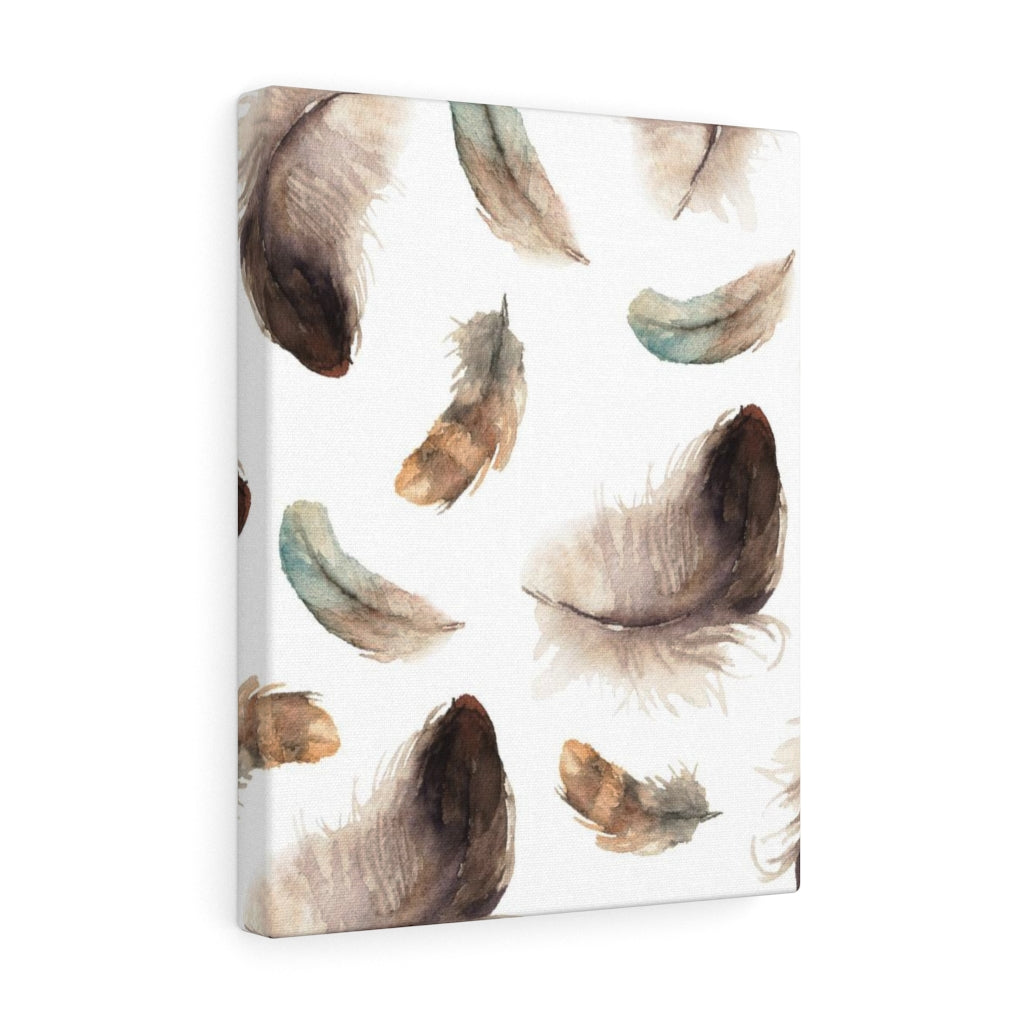 WHIMSICAL WALL CANVAS ART | Brown White Mint Feathers