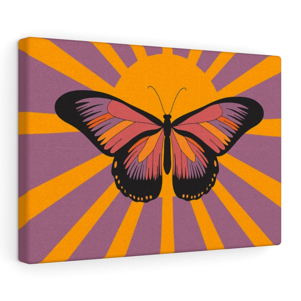 RETRO WALL CANVAS ART | Orange Purple Butterfly