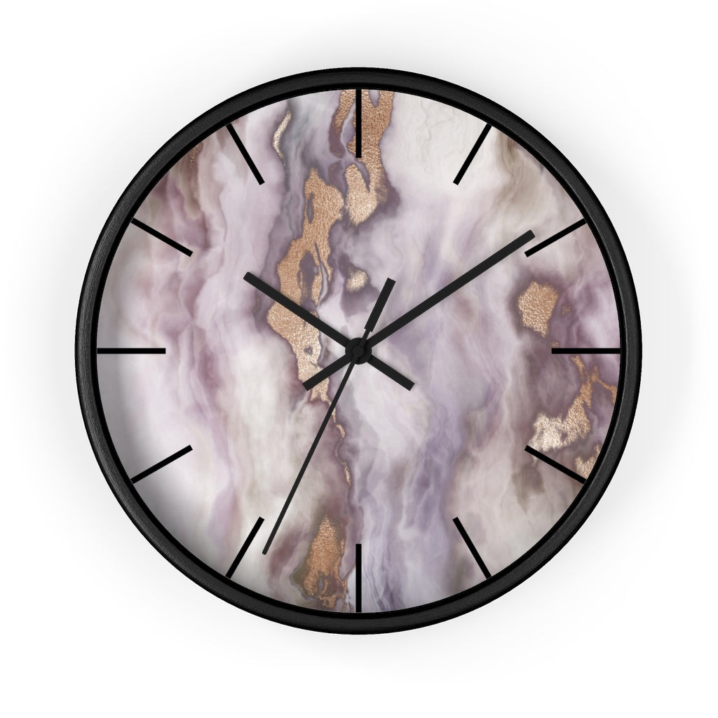 Marble Print, Lavender Wood Wall Clock 10"