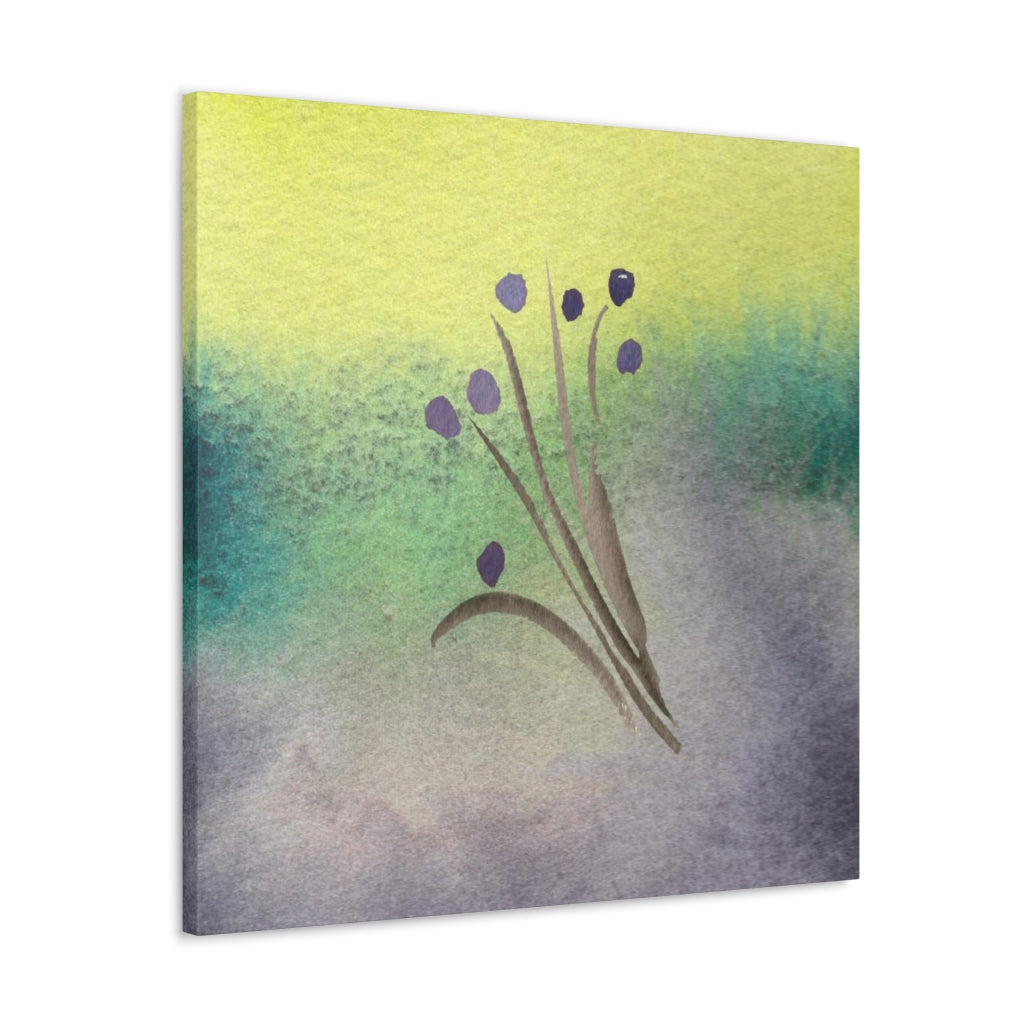 Abstract Canvas Wall Art | Yellow Green Purple