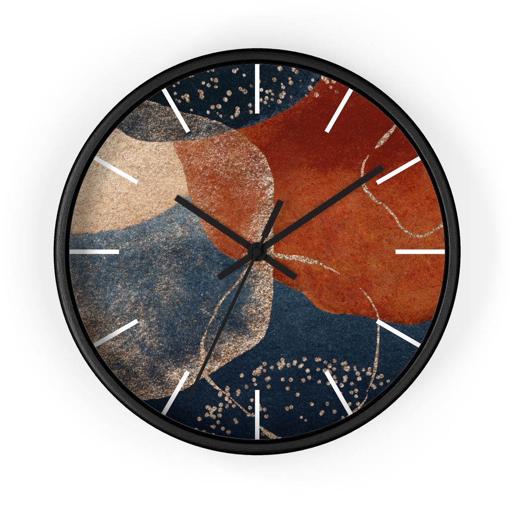 Wood, Wall Clock, Navy Rust 10"