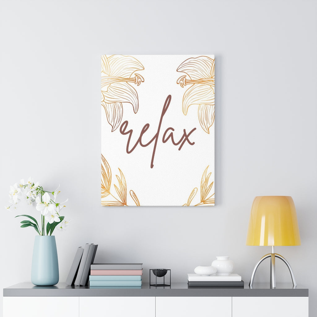FLORAL WALL CANVAS ART | With Saying | White Beige Leaves