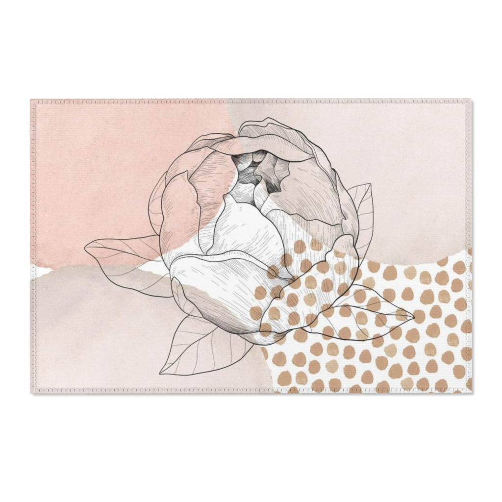 Abstract Area Rug | Blush Pink Beige Floral