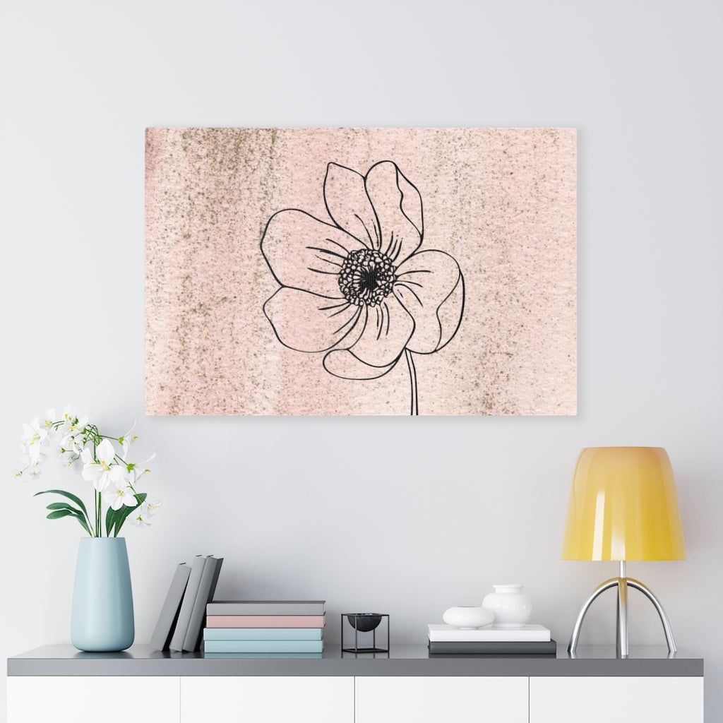 FLORAL WALL CANVAS ART | Pink Line Art