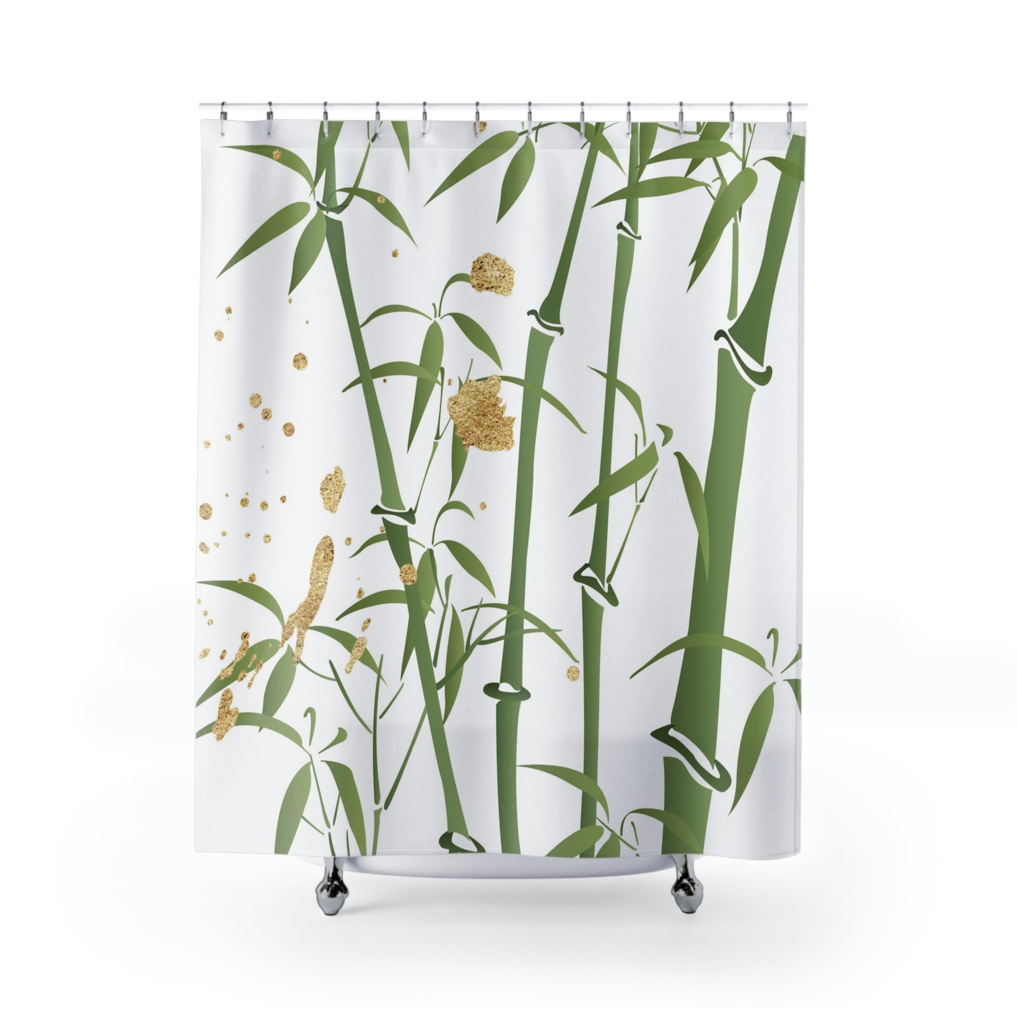 Bamboo Shower Curtain | Sage Green White