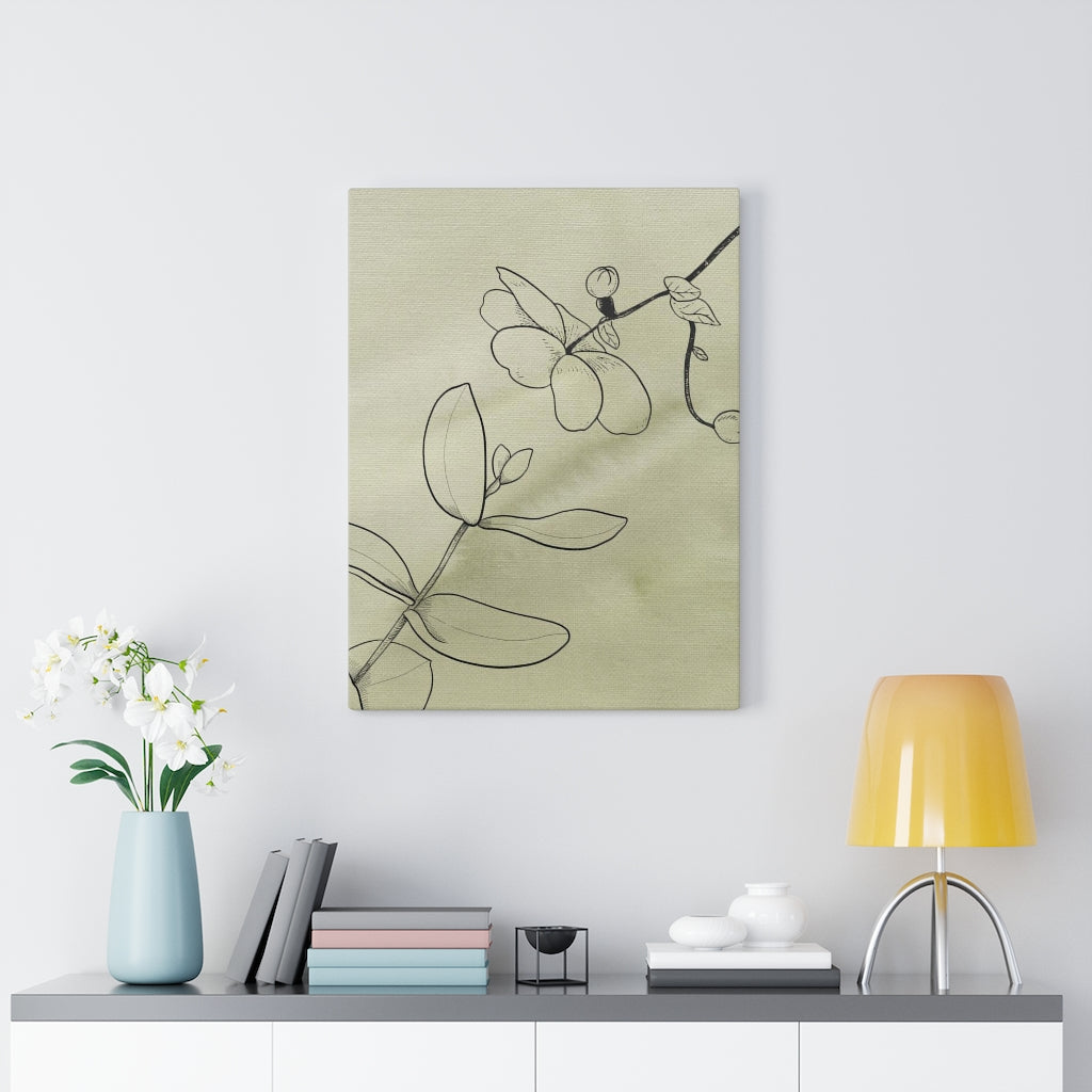FLORAL WALL CANVAS ART | Green Line Art Flowers