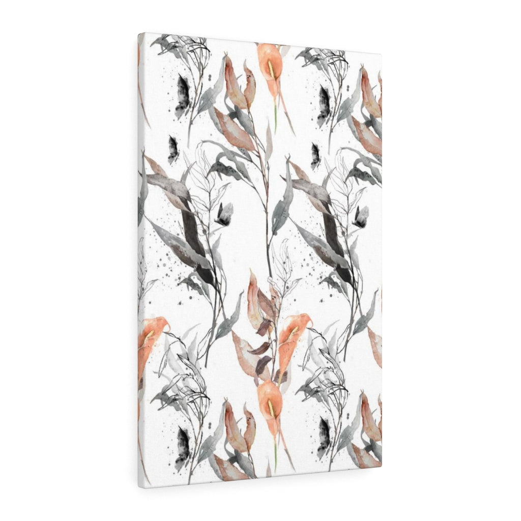 FLORAL WALL CANVAS ART | White Peach Grey
