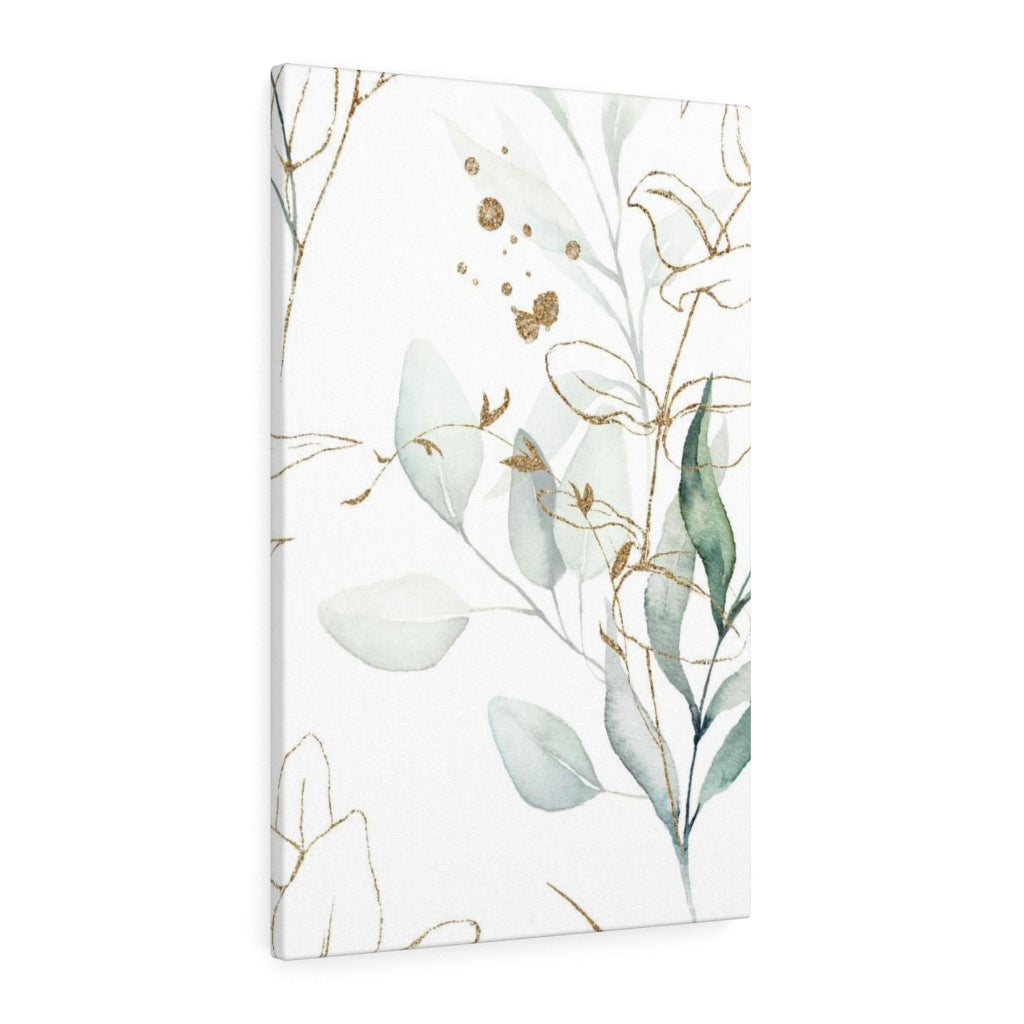 FLORAL WALL CANVAS ART | White Green Gold