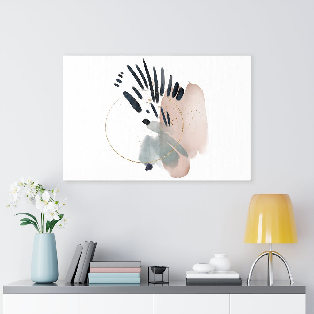 Abstract Canvas Art | White Navy Blue Grey Blush Pink