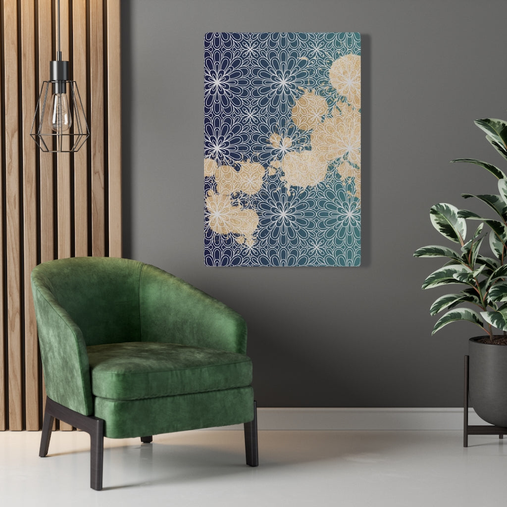 FLORAL CANVAS ART | Teal Navy Beige