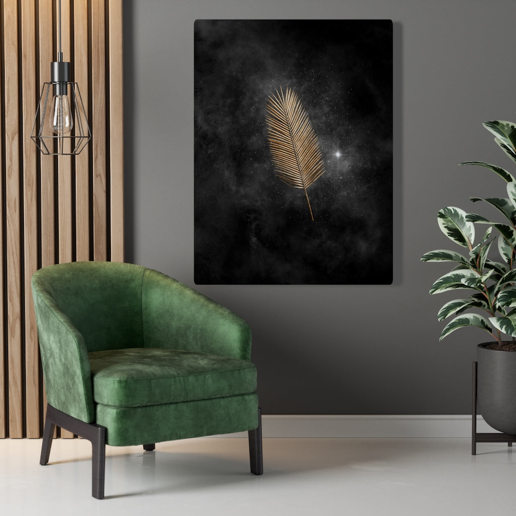 Modern Wall Canvas Art | Black Gold Feather