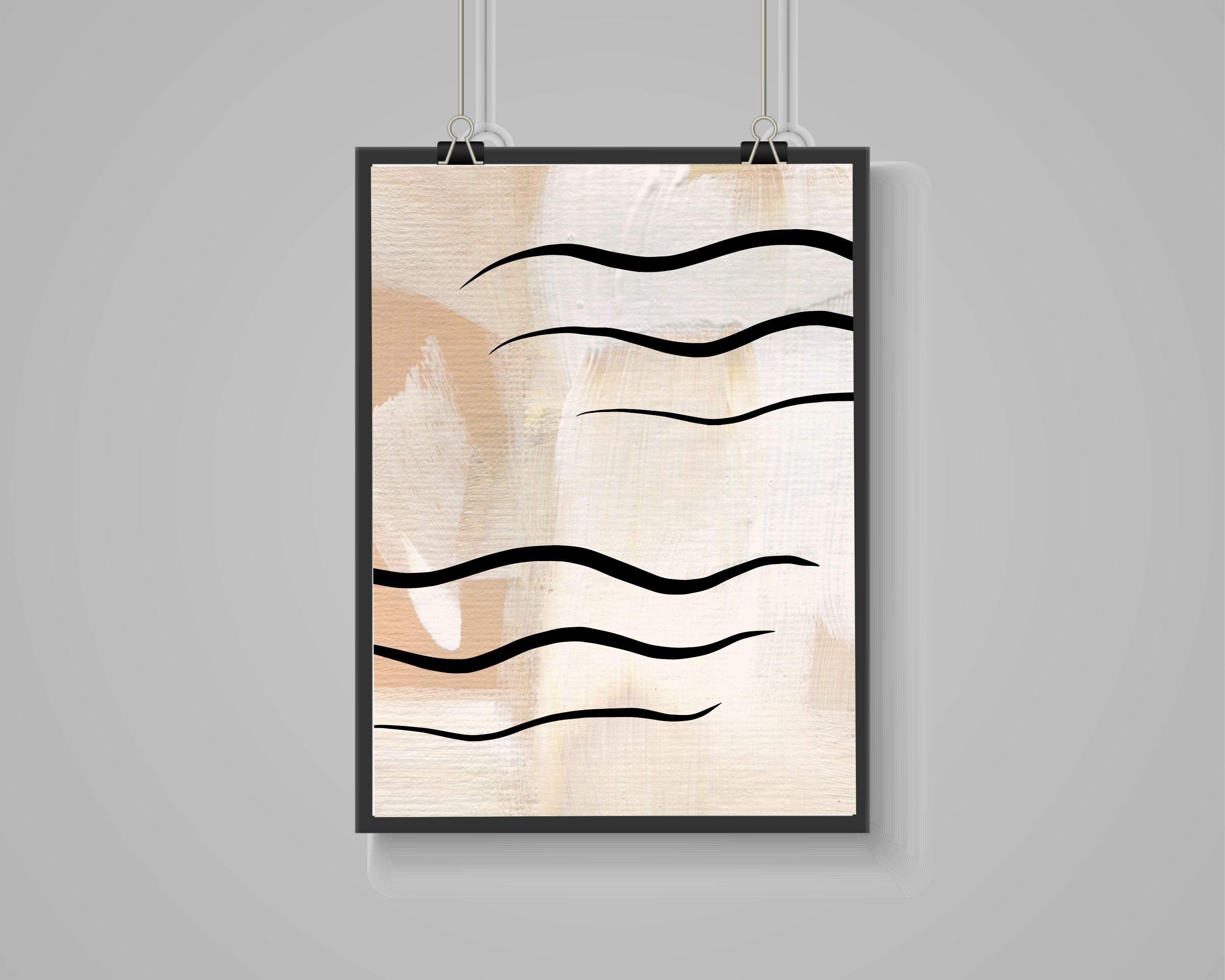 Abstract Terracotta Art Prints | Cream Beige Black